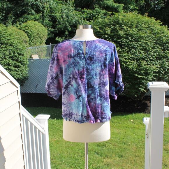 C&C California Tie Dye Short Sleeve Shirt Linen Size Large - Picture 14 of 15